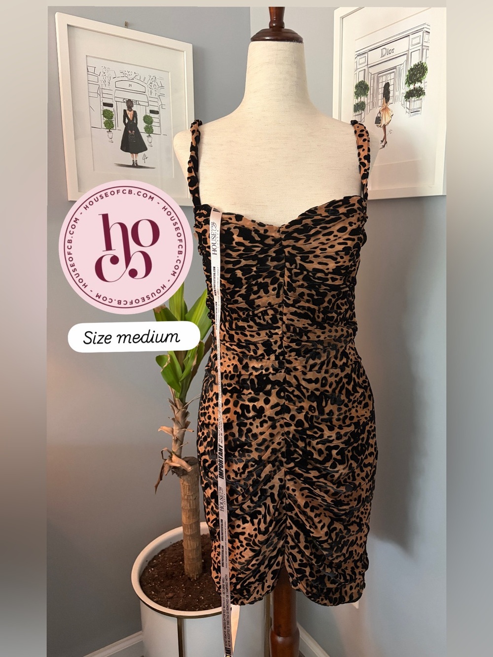 House of CB Leopard Print Mini Dress in Brown and Black